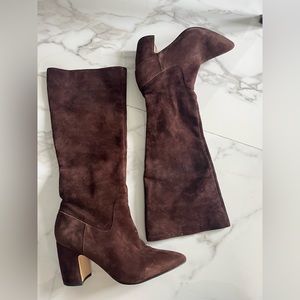 Suede tall heeled boots